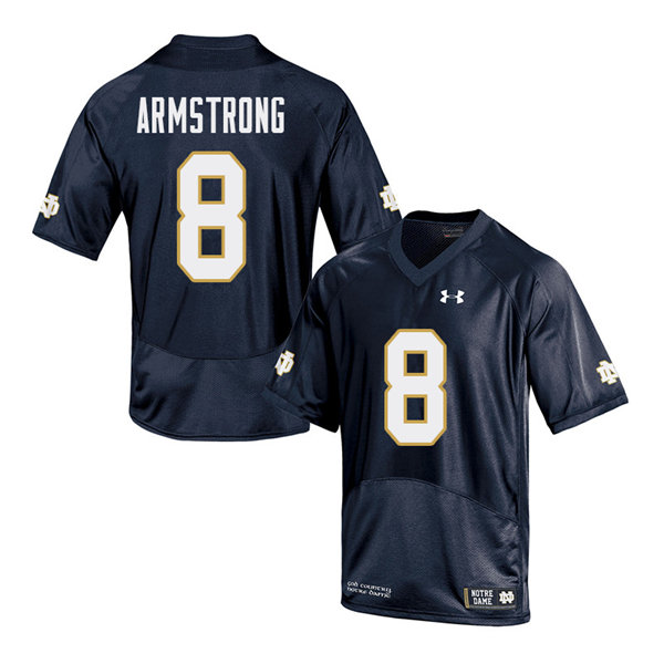 Men's NCAA Notre Dame Fighting Irish #8 Jafar Armstrong Stitched College Under Armour Authentic Navy Big & Tall Football Jersey AX10J40DF